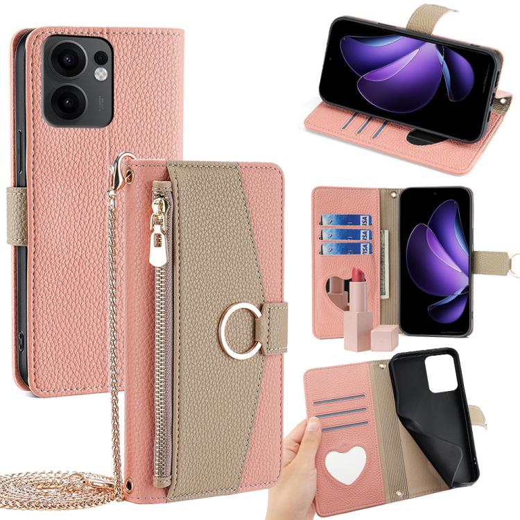 

For OPPO Reno13 F 5G / 4G Crossbody Litchi Texture Leather Phone Case(Pink)