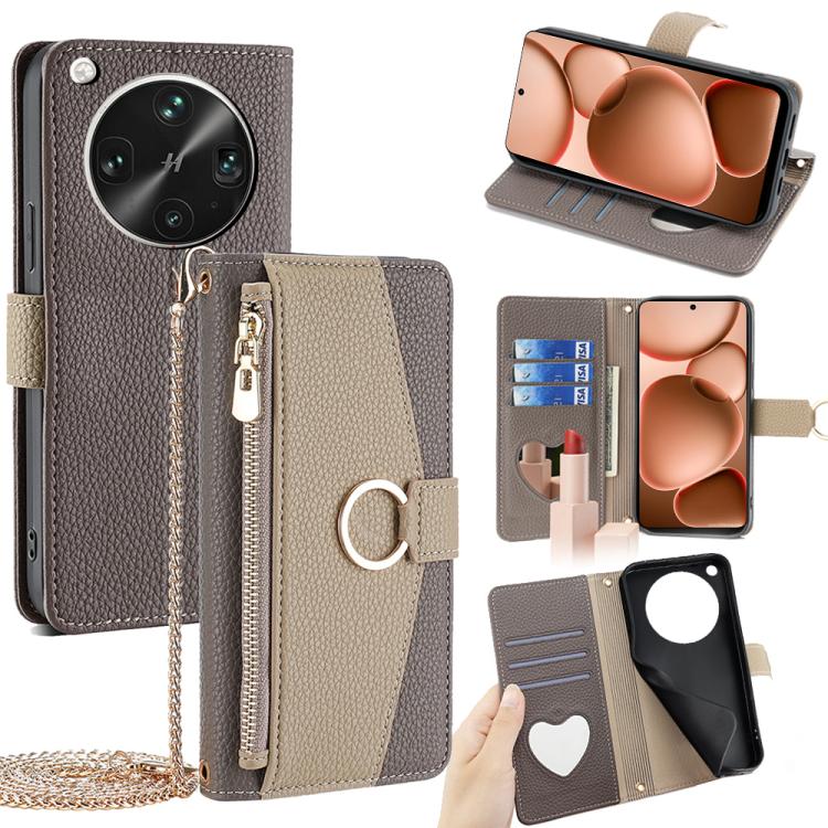 

For OPPO Find X8 Ultra 5G Crossbody Litchi Texture Leather Phone Case(Grey)
