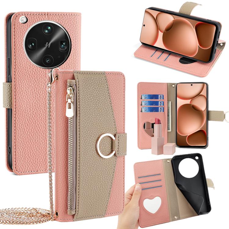 

For OPPO Find X8 Ultra 5G Crossbody Litchi Texture Leather Phone Case(Pink)