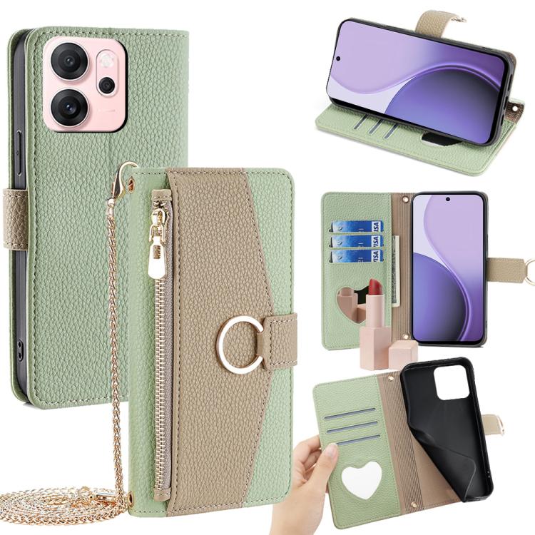 

For OPPO Reno14 F 5G Crossbody Litchi Texture Leather Phone Case(Green)