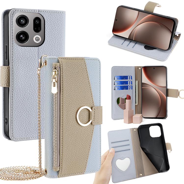 

For OPPO Find X9 Crossbody Litchi Texture Leather Phone Case(Blue)