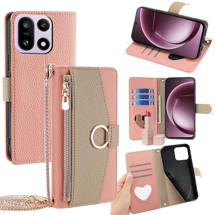 For OnePlus 15 Crossbody Litchi Texture Leather Phone Case(Pink)