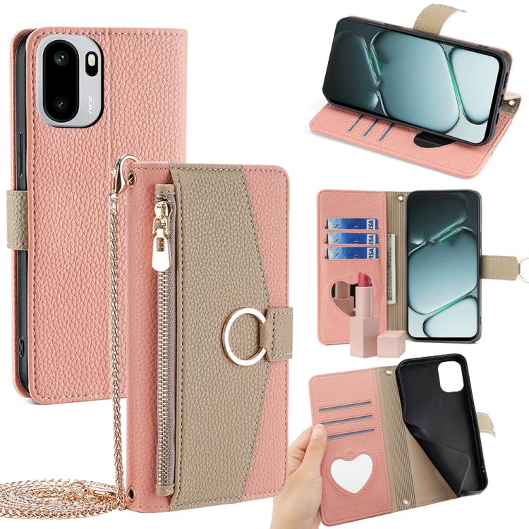 For OnePlus Ace 6 Crossbody Litchi Texture Leather Phone Case(Pink)