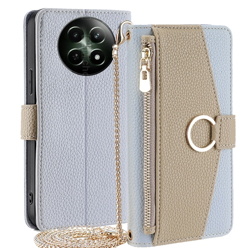 For Realme 12 5G Crossbody Litchi Texture Leather Phone Case(Blue)