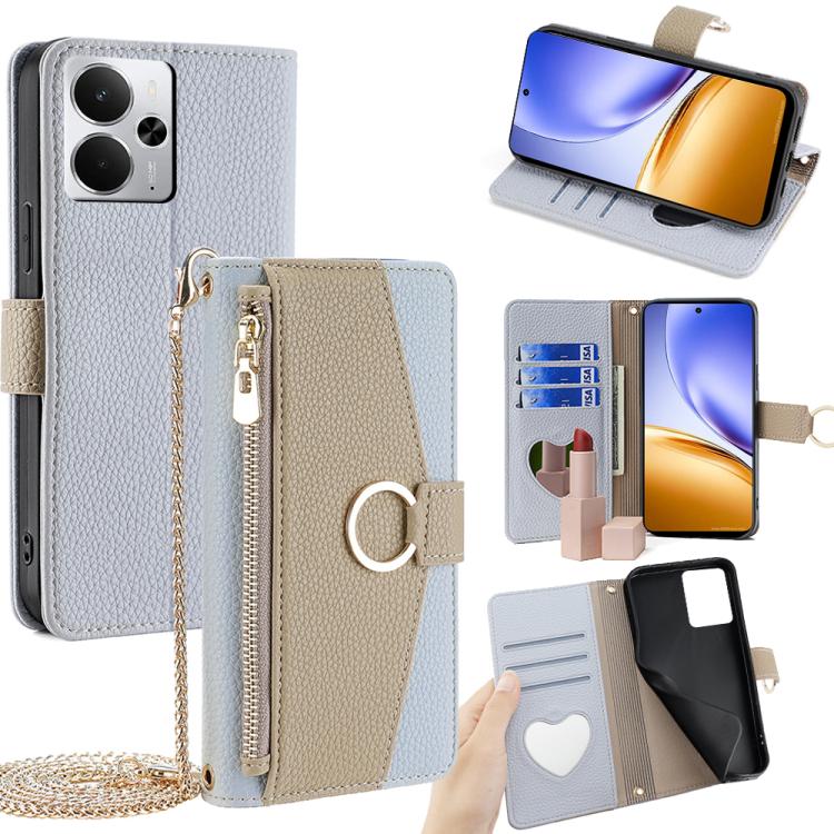 

For Realme 14 5G Global Crossbody Litchi Texture Leather Phone Case(Blue)