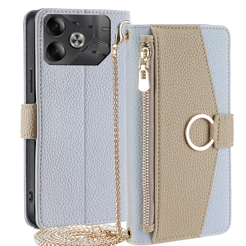 For Tecno Pova 6 5G Crossbody Litchi Texture Leather Phone Case(Blue)