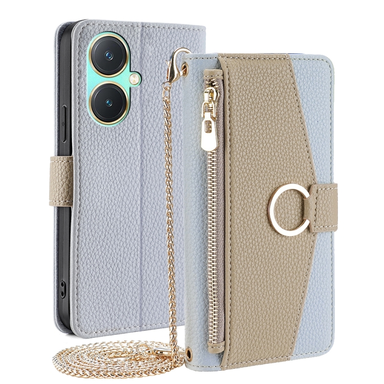 

For vivo Y27 4G Crossbody Litchi Texture Leather Phone Case(Blue)