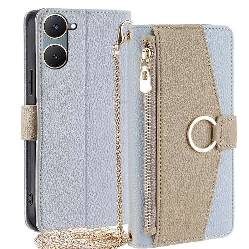 

For vivo Y03 4G Crossbody Litchi Texture Leather Phone Case(Blue)