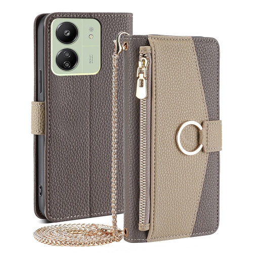 

For Xiaomi Redmi 13C Crossbody Litchi Texture Leather Phone Case(Grey)