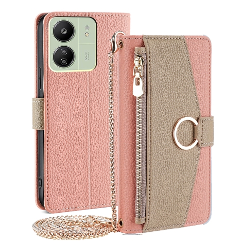 

For Xiaomi Redmi 13C Crossbody Litchi Texture Leather Phone Case(Pink)