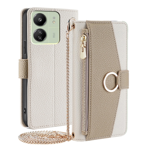 

For Xiaomi Redmi 13C Crossbody Litchi Texture Leather Phone Case(White)