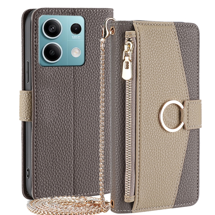 

For Xiaomi Redmi Note 13 4G Crossbody Litchi Texture Leather Phone Case(Grey)