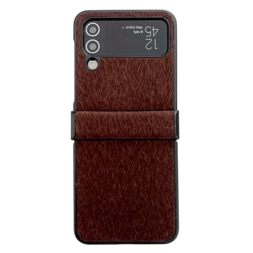

For Samsung Galaxy Z Flip Hinge Plush PC Phone Case(Coffee)