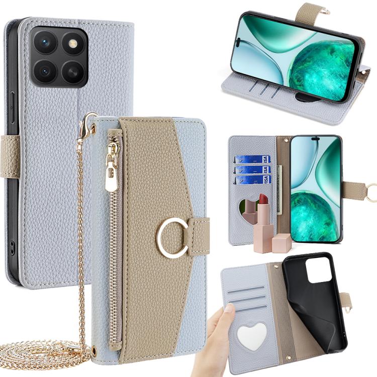 

For Honor X8c 4G Crossbody Litchi Texture Leather Phone Case(Blue)