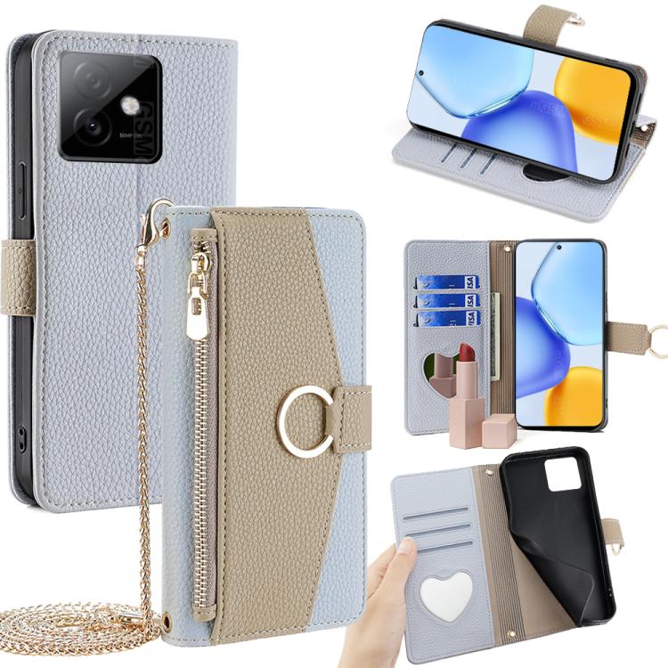 

For Honor X60 GT 5G Crossbody Litchi Texture Leather Phone Case(Blue)
