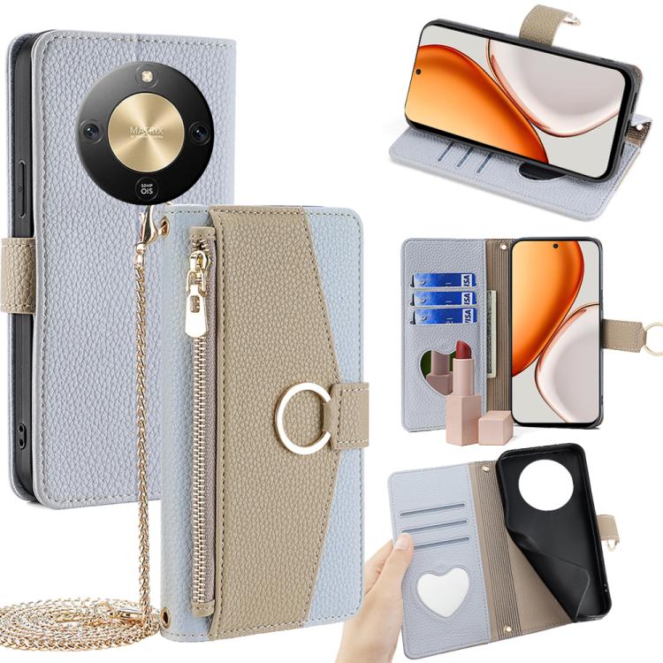 

For Honor X70 5G Crossbody Litchi Texture Leather Phone Case(Blue)