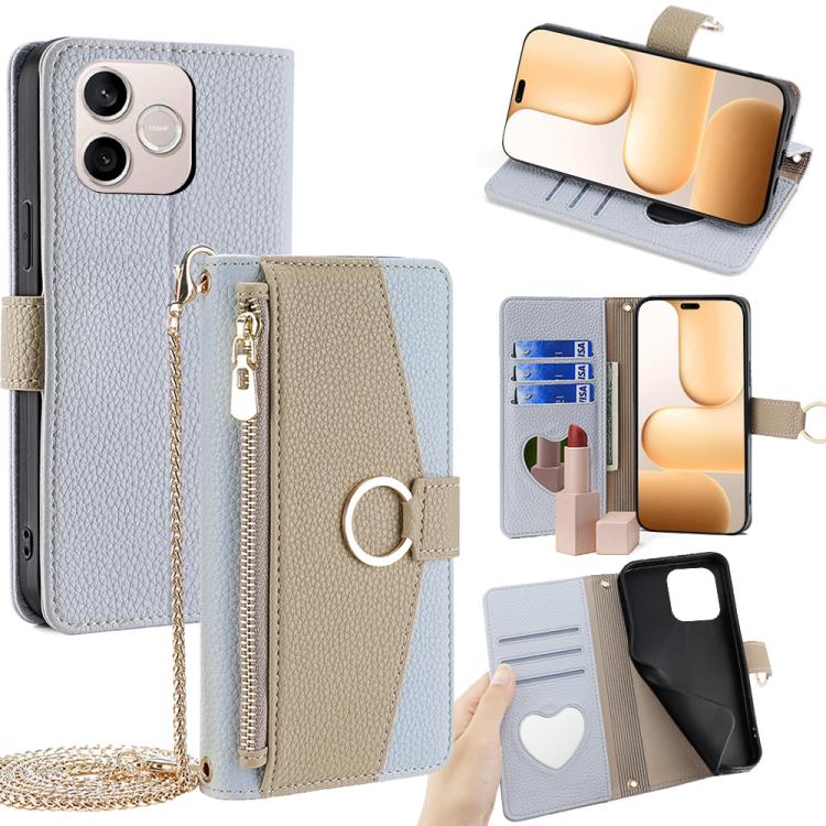 

For Honor 600 Lite Global Crossbody Litchi Texture Leather Phone Case(Blue)