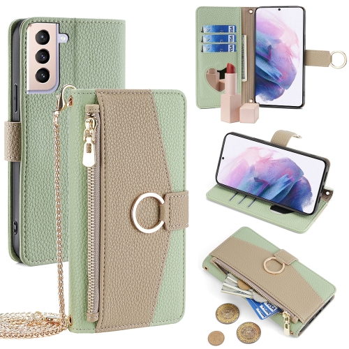 

For Samsung Galaxy S21+ 5G Crossbody Litchi Texture Leather Phone Case(Green)