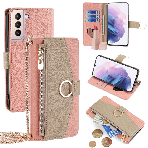 

For Samsung Galaxy S21+ 5G Crossbody Litchi Texture Leather Phone Case(Pink)