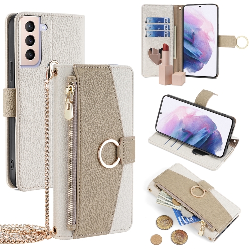 

For Samsung Galaxy S21+ 5G Crossbody Litchi Texture Leather Phone Case(White)