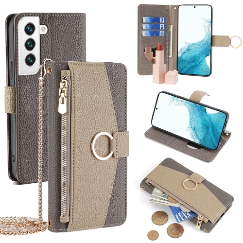 

For Samsung Galaxy S22 5G Crossbody Litchi Texture Leather Phone Case(Grey)