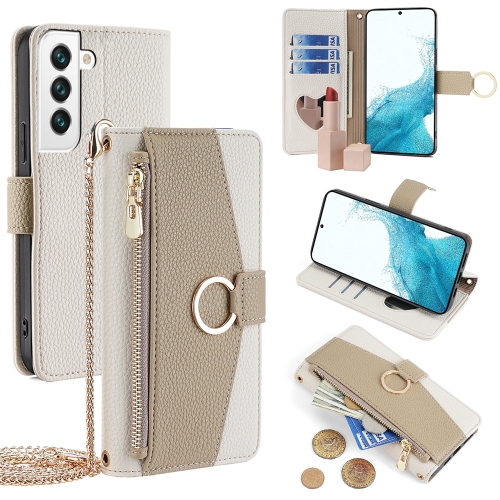

For Samsung Galaxy S22 5G Crossbody Litchi Texture Leather Phone Case(White)