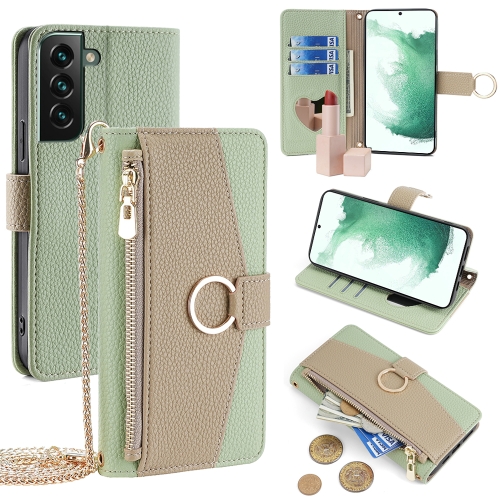 

For Samsung Galaxy S22+ 5G Crossbody Litchi Texture Leather Phone Case(Green)