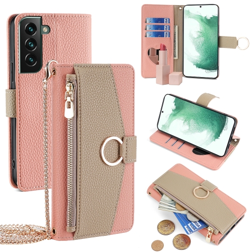 

For Samsung Galaxy S22+ 5G Crossbody Litchi Texture Leather Phone Case(Pink)