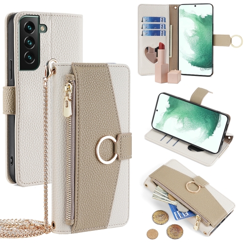 

For Samsung Galaxy S22+ 5G Crossbody Litchi Texture Leather Phone Case(White)