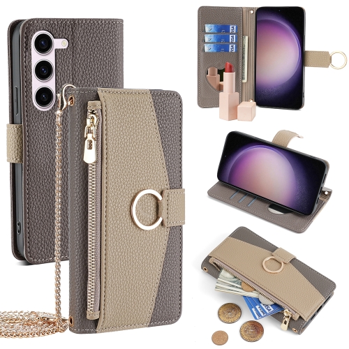 

For Samsung Galaxy S23 5G Crossbody Litchi Texture Leather Phone Case(Grey)