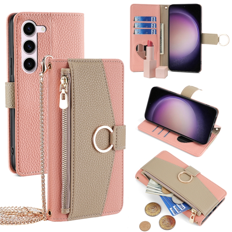 

For Samsung Galaxy S23 5G Crossbody Litchi Texture Leather Phone Case(Pink)