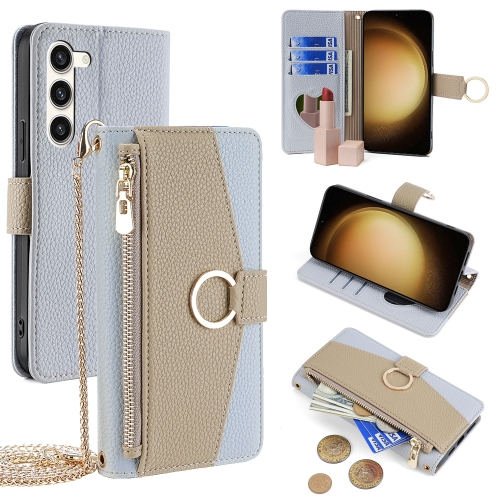 

For Samsung Galaxy S23+ 5G Crossbody Litchi Texture Leather Phone Case(Blue)
