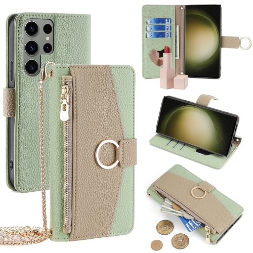 

For Samsung Galaxy S23 Ultra 5G Crossbody Litchi Texture Leather Phone Case(Green)