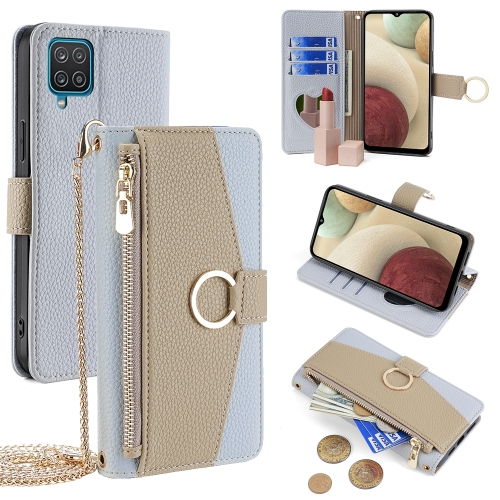 

For Samsung Galaxy A12 Crossbody Litchi Texture Leather Phone Case(Blue)