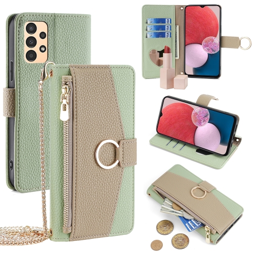 

For Samsung Galaxy A13 4G Crossbody Litchi Texture Leather Phone Case(Green)