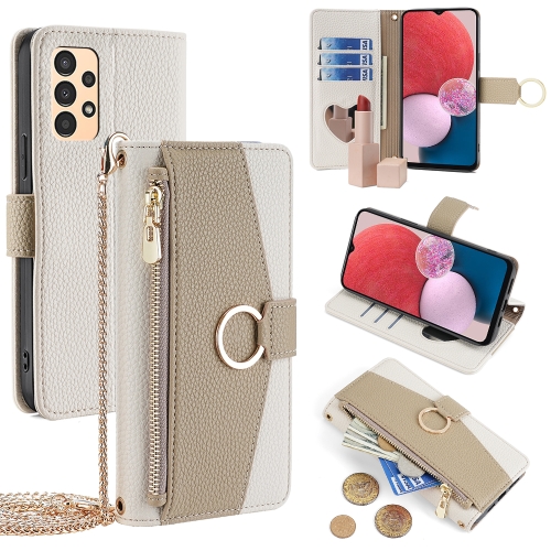 

For Samsung Galaxy A13 4G Crossbody Litchi Texture Leather Phone Case(White)