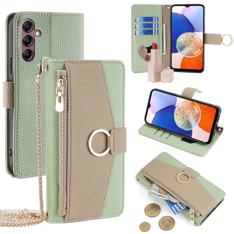 

For Samsung Galaxy A14 4G Crossbody Litchi Texture Leather Phone Case(Green)