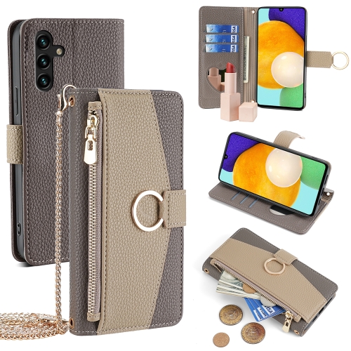 

For Samsung Galaxy A13 5G Crossbody Litchi Texture Leather Phone Case(Grey)