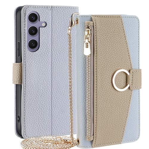 

For Samsung Galaxy S24+ 5G Crossbody Litchi Texture Leather Phone Case(Blue)