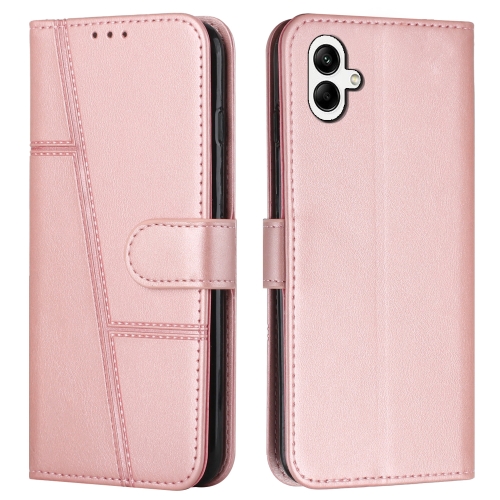 

For Samsung Galaxy A05 Stitching Calf Texture Buckle Leather Phone Case(Pink)