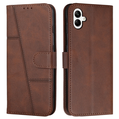 

For Samsung Galaxy A05 Stitching Calf Texture Buckle Leather Phone Case(Brown)