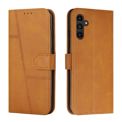 

For Samsung Galaxy A05s Stitching Calf Texture Buckle Leather Phone Case(Yellow)