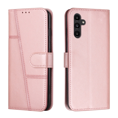 

For Samsung Galaxy A05s Stitching Calf Texture Buckle Leather Phone Case(Pink)