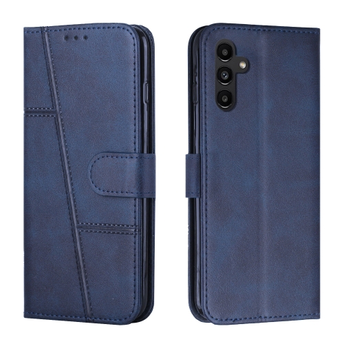 

For Samsung Galaxy A05s Stitching Calf Texture Buckle Leather Phone Case(Blue)