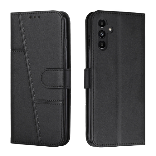 For Samsung Galaxy A05s Stitching Calf Texture Buckle Leather Phone Case(Black) soft foam ear plugs sound insulation ear protection earplugs anti noise sleeping plugs for travel foam soft noise reduction