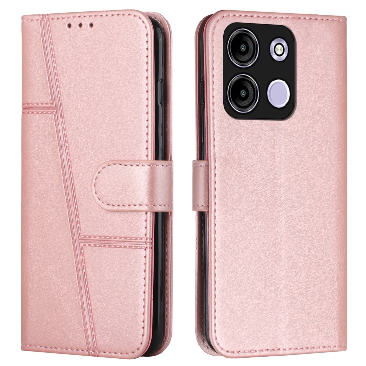 

For itel A60s Stitching Calf Texture Buckle Leather Phone Case(Pink)