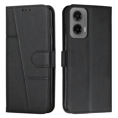 

For Motorola Moto G35 Stitching Calf Texture Buckle Leather Phone Case(Black)