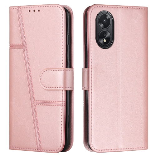 

For OPPO A38 / A18 Stitching Calf Texture Buckle Leather Phone Case(Rose Gold)