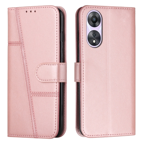 

For OPPO A58 / A78 Stitching Calf Texture Buckle Leather Phone Case(Rose Gold)