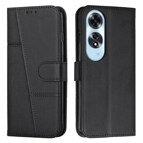 

For OPPO A60 4G Stitching Calf Texture Buckle Leather Phone Case(Black)